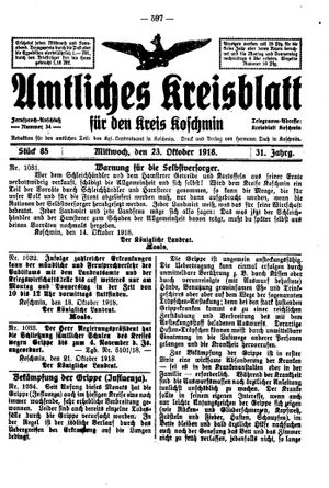 Amtliches Kreisblatt für den Kreis Koschmin vom 23.10.1918
