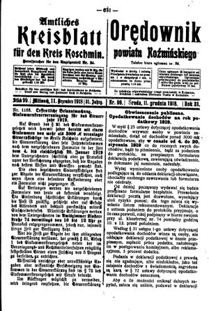 Amtliches Kreisblatt für den Kreis Koschmin vom 11.12.1918