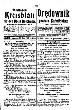Amtliches Kreisblatt für den Kreis Koschmin vom 28.12.1918