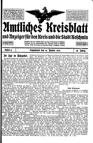 Amtliches Kreisblatt und Anzeiger für den Kreis und die Stadt Koschmin on Jan 14, 1905