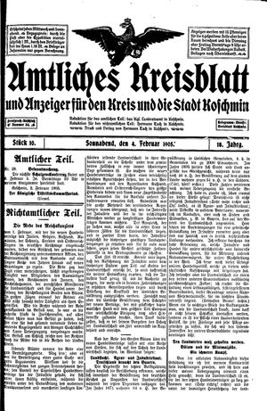 Amtliches Kreisblatt und Anzeiger für den Kreis und die Stadt Koschmin vom 04.02.1905