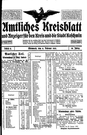 Amtliches Kreisblatt und Anzeiger für den Kreis und die Stadt Koschmin vom 08.02.1905