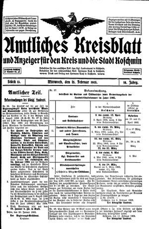 Amtliches Kreisblatt und Anzeiger für den Kreis und die Stadt Koschmin vom 15.02.1905