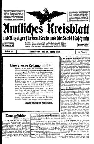 Amtliches Kreisblatt und Anzeiger für den Kreis und die Stadt Koschmin vom 18.03.1905