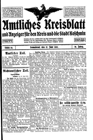 Amtliches Kreisblatt und Anzeiger für den Kreis und die Stadt Koschmin vom 17.06.1905