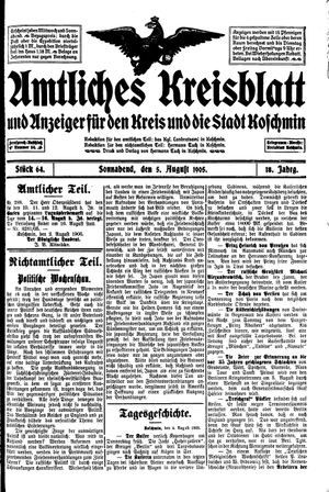 Amtliches Kreisblatt und Anzeiger für den Kreis und die Stadt Koschmin vom 05.08.1905