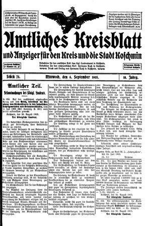 Amtliches Kreisblatt und Anzeiger für den Kreis und die Stadt Koschmin on Sep 6, 1905