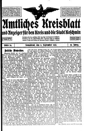 Amtliches Kreisblatt und Anzeiger für den Kreis und die Stadt Koschmin on Sep 9, 1905