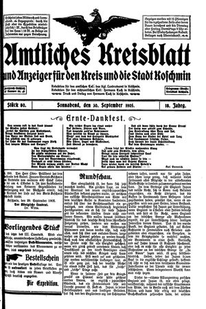 Amtliches Kreisblatt und Anzeiger für den Kreis und die Stadt Koschmin on Sep 30, 1905