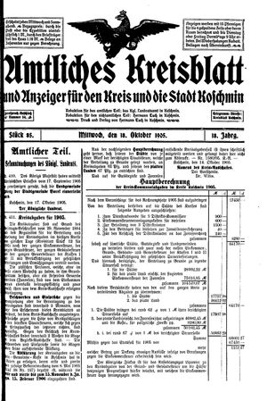 Amtliches Kreisblatt und Anzeiger für den Kreis und die Stadt Koschmin vom 18.10.1905