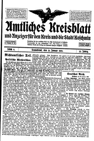 Amtliches Kreisblatt und Anzeiger für den Kreis und die Stadt Koschmin vom 23.01.1909