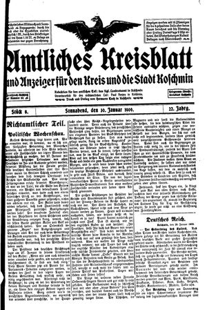 Amtliches Kreisblatt und Anzeiger für den Kreis und die Stadt Koschmin vom 30.01.1909