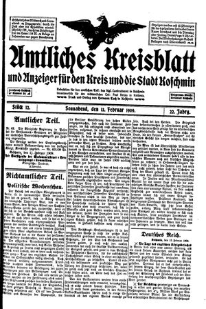 Amtliches Kreisblatt und Anzeiger für den Kreis und die Stadt Koschmin vom 13.02.1909