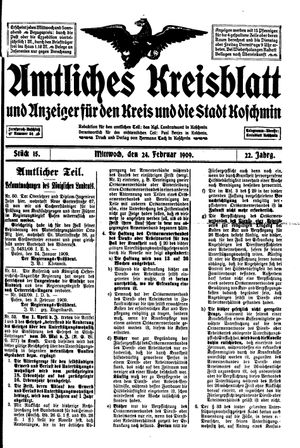 Amtliches Kreisblatt und Anzeiger für den Kreis und die Stadt Koschmin vom 24.02.1909