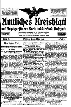Amtliches Kreisblatt und Anzeiger für den Kreis und die Stadt Koschmin vom 03.03.1909