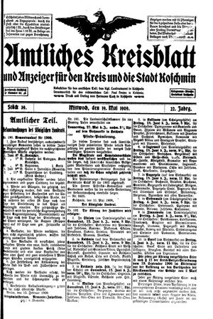 Amtliches Kreisblatt und Anzeiger für den Kreis und die Stadt Koschmin vom 19.05.1909