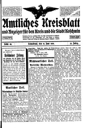 Amtliches Kreisblatt und Anzeiger für den Kreis und die Stadt Koschmin vom 19.06.1909