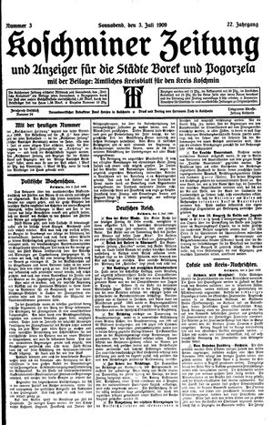 Koschminer Zeitung und Anzeiger für die Städte Borek und Pogorzela vom 03.07.1909