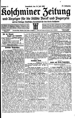 Koschminer Zeitung und Anzeiger für die Städte Borek und Pogorzela vom 24.07.1909