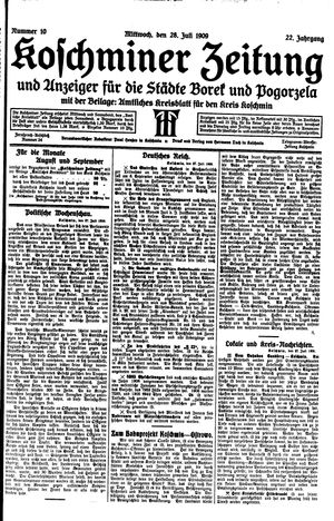 Koschminer Zeitung und Anzeiger für die Städte Borek und Pogorzela vom 28.07.1909