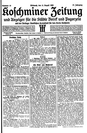 Koschminer Zeitung und Anzeiger für die Städte Borek und Pogorzela vom 11.08.1909