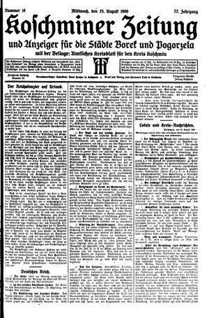 Koschminer Zeitung und Anzeiger für die Städte Borek und Pogorzela vom 25.08.1909