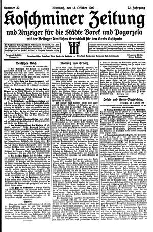 Koschminer Zeitung und Anzeiger für die Städte Borek und Pogorzela vom 13.10.1909