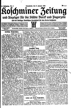 Koschminer Zeitung und Anzeiger für die Städte Borek und Pogorzela vom 08.01.1910