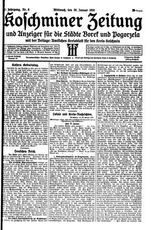 Koschminer Zeitung und Anzeiger für die Städte Borek und Pogorzela vom 26.01.1910