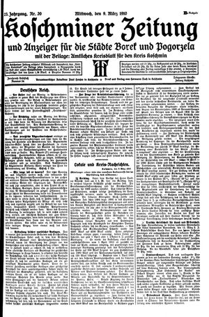Koschminer Zeitung und Anzeiger für die Städte Borek und Pogorzela vom 09.03.1910