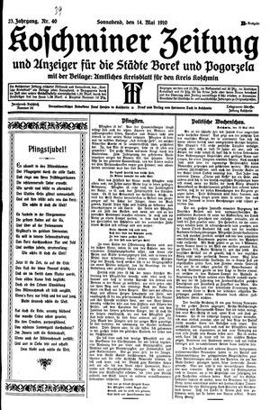 Koschminer Zeitung und Anzeiger für die Städte Borek und Pogorzela vom 14.05.1910