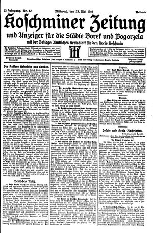 Koschminer Zeitung und Anzeiger für die Städte Borek und Pogorzela vom 25.05.1910