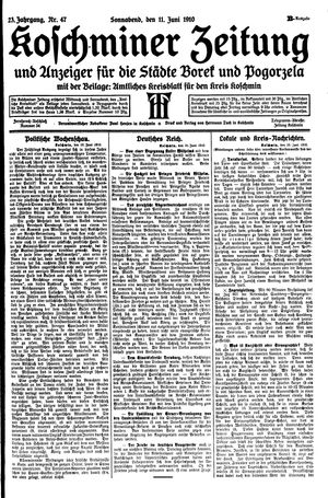 Koschminer Zeitung und Anzeiger für die Städte Borek und Pogorzela vom 11.06.1910