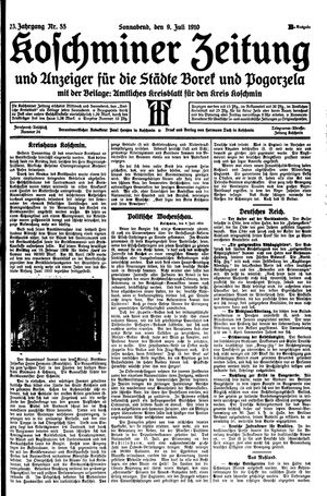 Koschminer Zeitung und Anzeiger für die Städte Borek und Pogorzela vom 09.07.1910