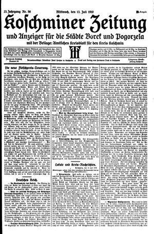 Koschminer Zeitung und Anzeiger für die Städte Borek und Pogorzela vom 13.07.1910