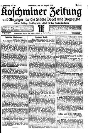 Koschminer Zeitung und Anzeiger für die Städte Borek und Pogorzela vom 20.08.1910
