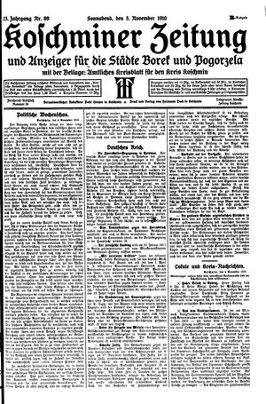 Koschminer Zeitung und Anzeiger für die Städte Borek und Pogorzela vom 05.11.1910