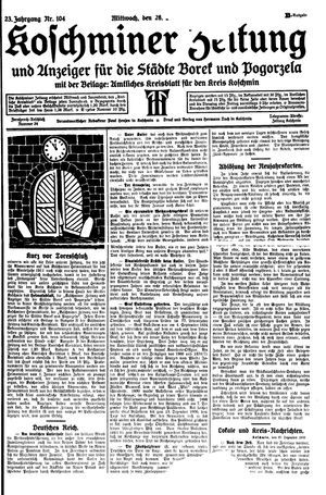 Koschminer Zeitung und Anzeiger für die Städte Borek und Pogorzela vom 28.12.1910