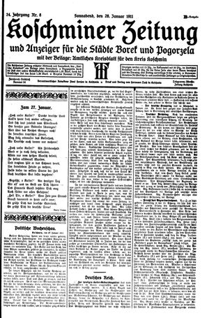 Koschminer Zeitung und Anzeiger für die Städte Borek und Pogorzela vom 28.01.1911