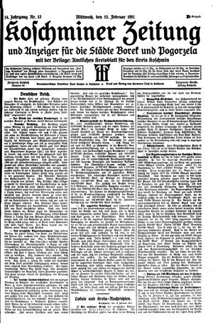 Koschminer Zeitung und Anzeiger für die Städte Borek und Pogorzela on Feb 15, 1911