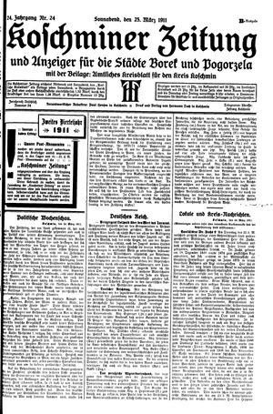 Koschminer Zeitung und Anzeiger für die Städte Borek und Pogorzela on Mar 25, 1911