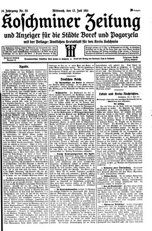 Koschminer Zeitung und Anzeiger für die Städte Borek und Pogorzela on Jul 12, 1911