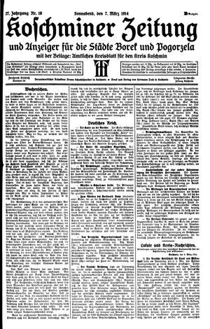 Koschminer Zeitung und Anzeiger für die Städte Borek und Pogorzela vom 07.03.1914