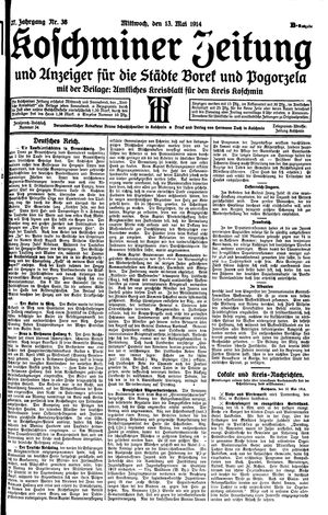 Koschminer Zeitung und Anzeiger für die Städte Borek und Pogorzela vom 13.05.1914