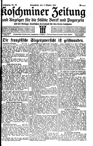 Koschminer Zeitung und Anzeiger für die Städte Borek und Pogorzela vom 03.10.1914
