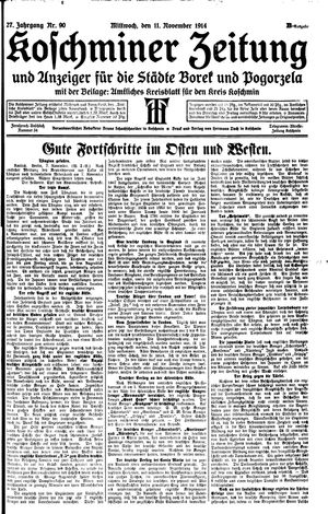Koschminer Zeitung und Anzeiger für die Städte Borek und Pogorzela vom 11.11.1914