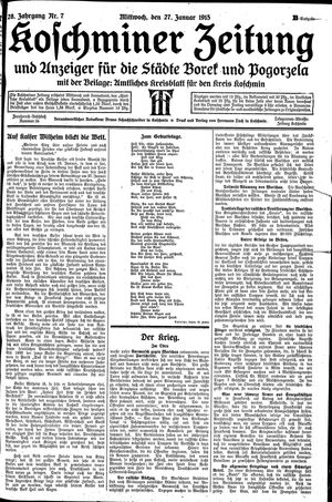 Koschminer Zeitung und Anzeiger für die Städte Borek und Pogorzela vom 27.01.1915