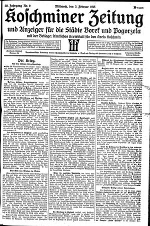 Koschminer Zeitung und Anzeiger für die Städte Borek und Pogorzela vom 03.02.1915