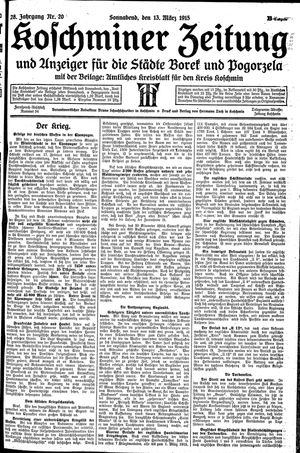 Koschminer Zeitung und Anzeiger für die Städte Borek und Pogorzela vom 13.03.1915