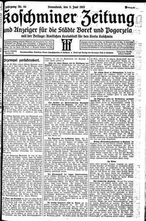 Koschminer Zeitung und Anzeiger für die Städte Borek und Pogorzela vom 05.06.1915